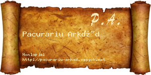 Pacurariu Arkád névjegykártya